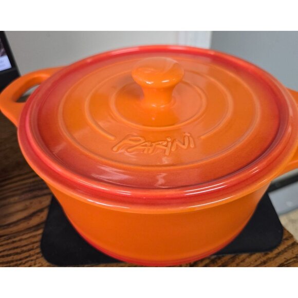 Parini Orange Gradient Cast Iron Dutch Oven W/ Lid 2.5 Qt Round Casserole Dish - Picture 5 of 11
